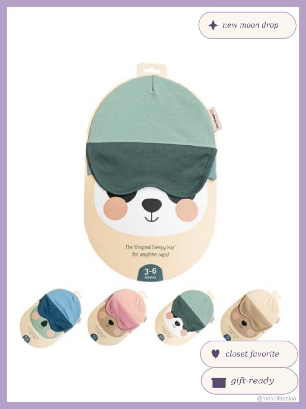 Baby Sleep Mask & Sun Hat Combo Soft Cotton Beanie with Eye Cover for Newborn